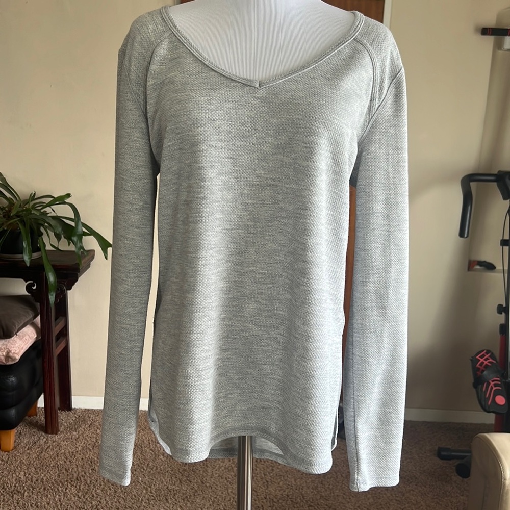 New Without Tag Zella Large Grey Waffle Open Back Long Sleeve